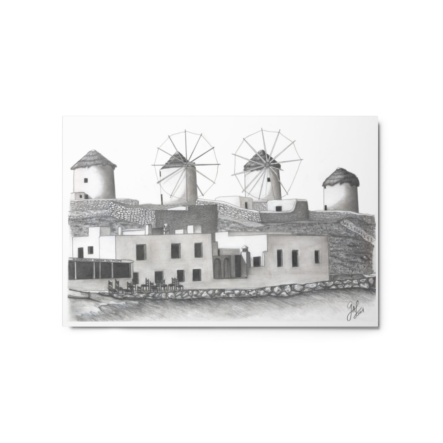 Yiorgos Drawing Mykonos Metal prints