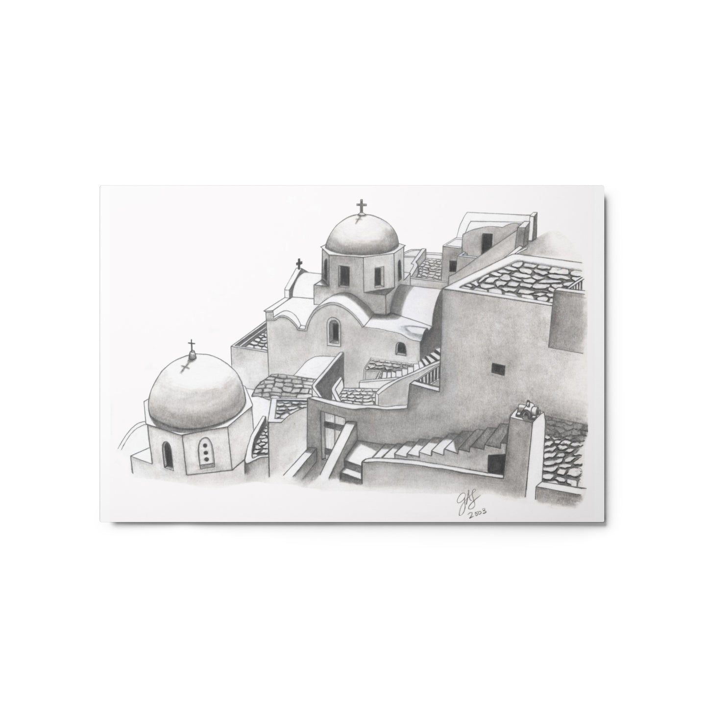 Yiorgos Drawing Santorini Greece Metal prints