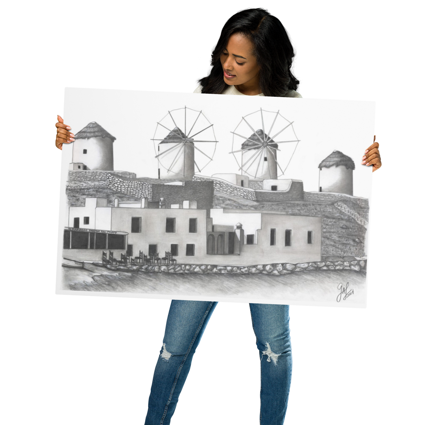 Yiorgos Drawing Mykonos Metal prints