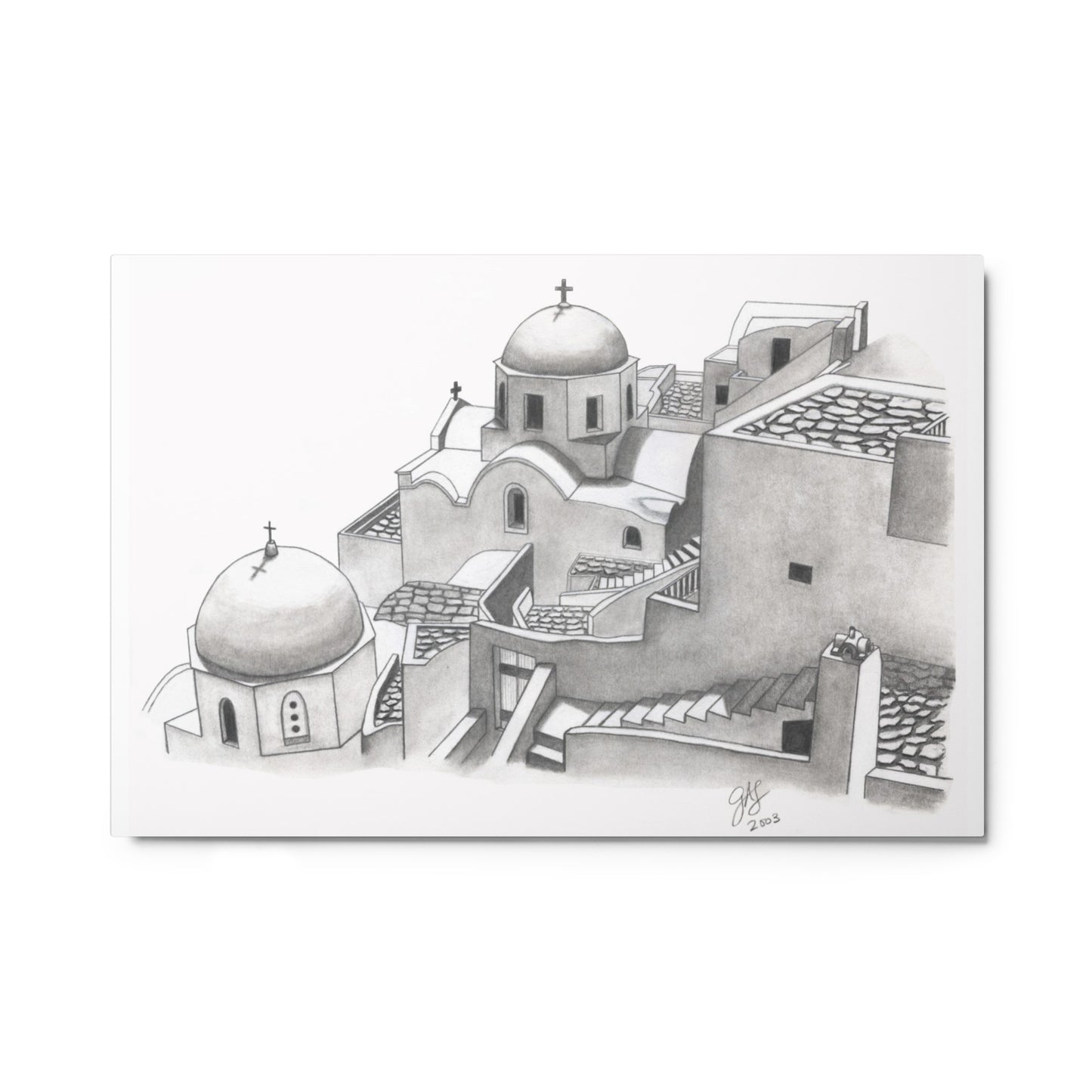 Yiorgos Drawing Santorini Greece Metal prints