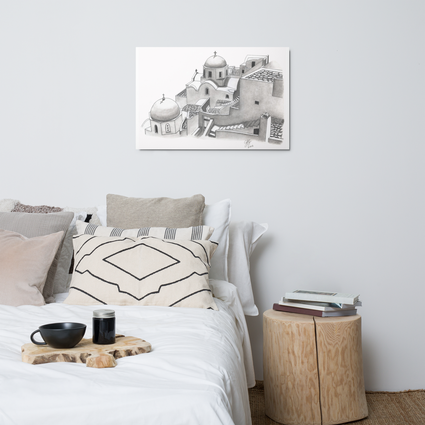 Yiorgos Drawing Santorini Greece Metal prints