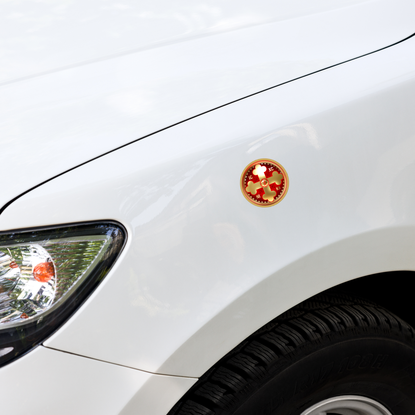 Greek Orthodox Cross Gold Red Bubble-free stickers