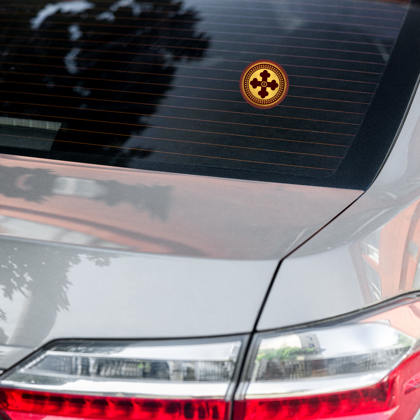 Greek Orthodox Cross Maroon Gold Bubble-free stickers