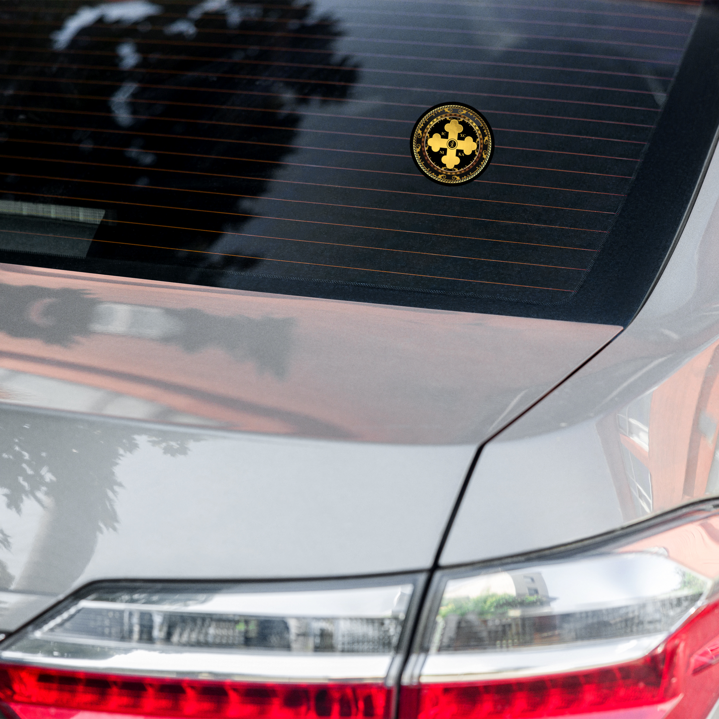Greek Orthodox Cross Gold Black Circle Bubble-free stickers