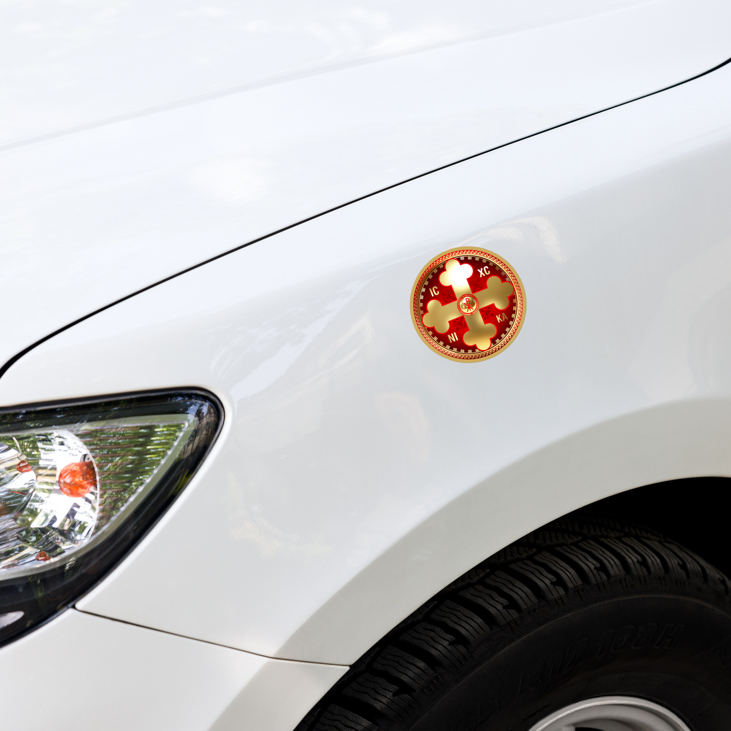 Greek Orthodox Cross Gold Red Bubble-free stickers