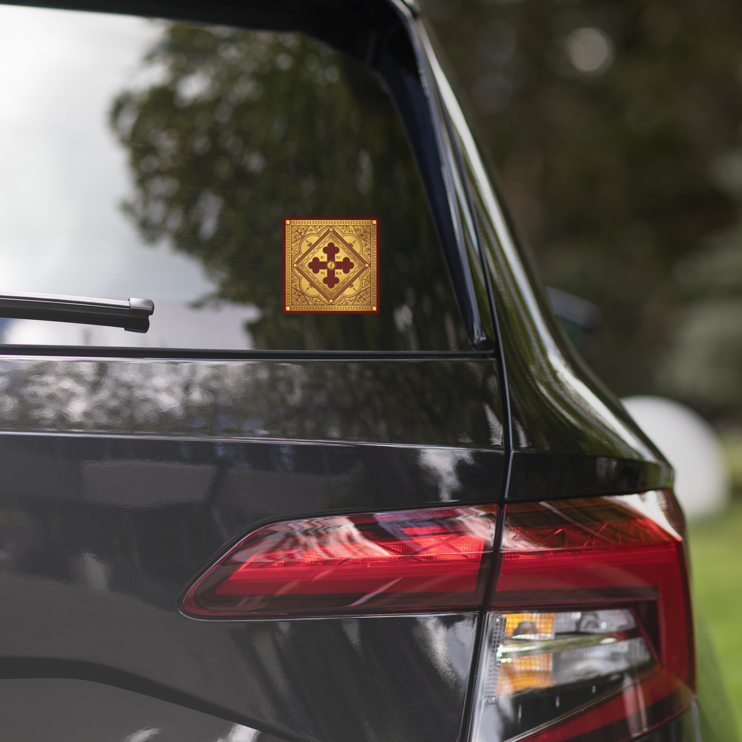 Greek Orthodox Gold Maroon Square Bubble-free stickers