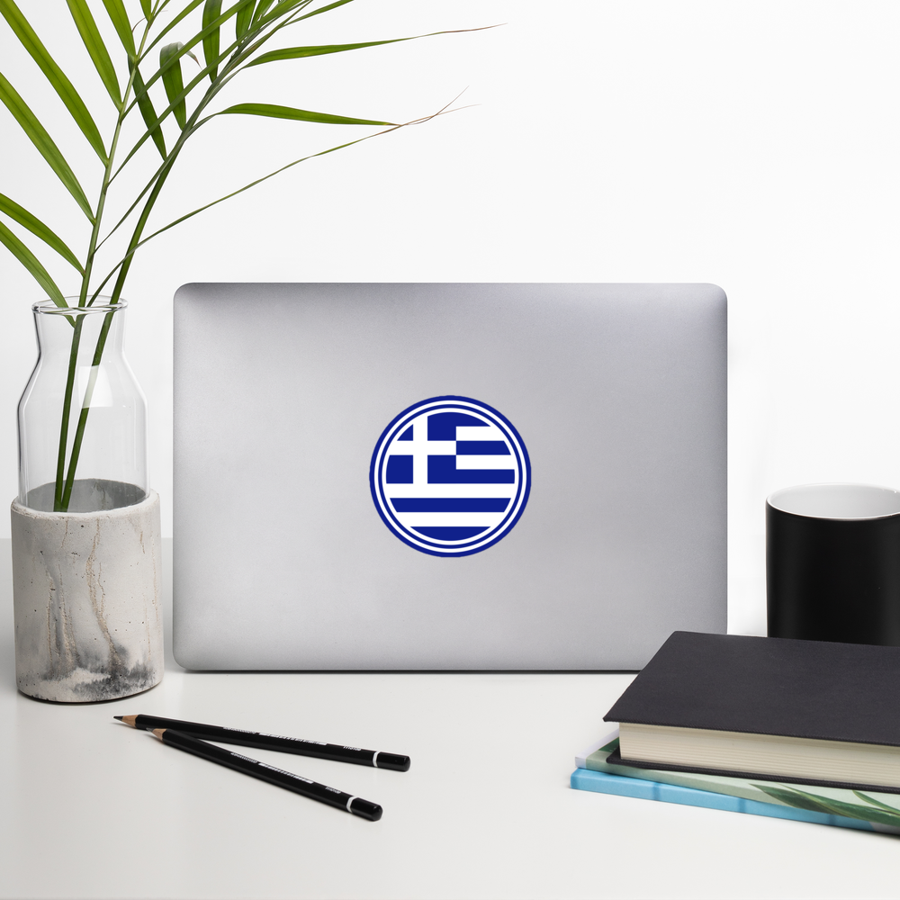 Greek Flag Circle Bubble-free stickers