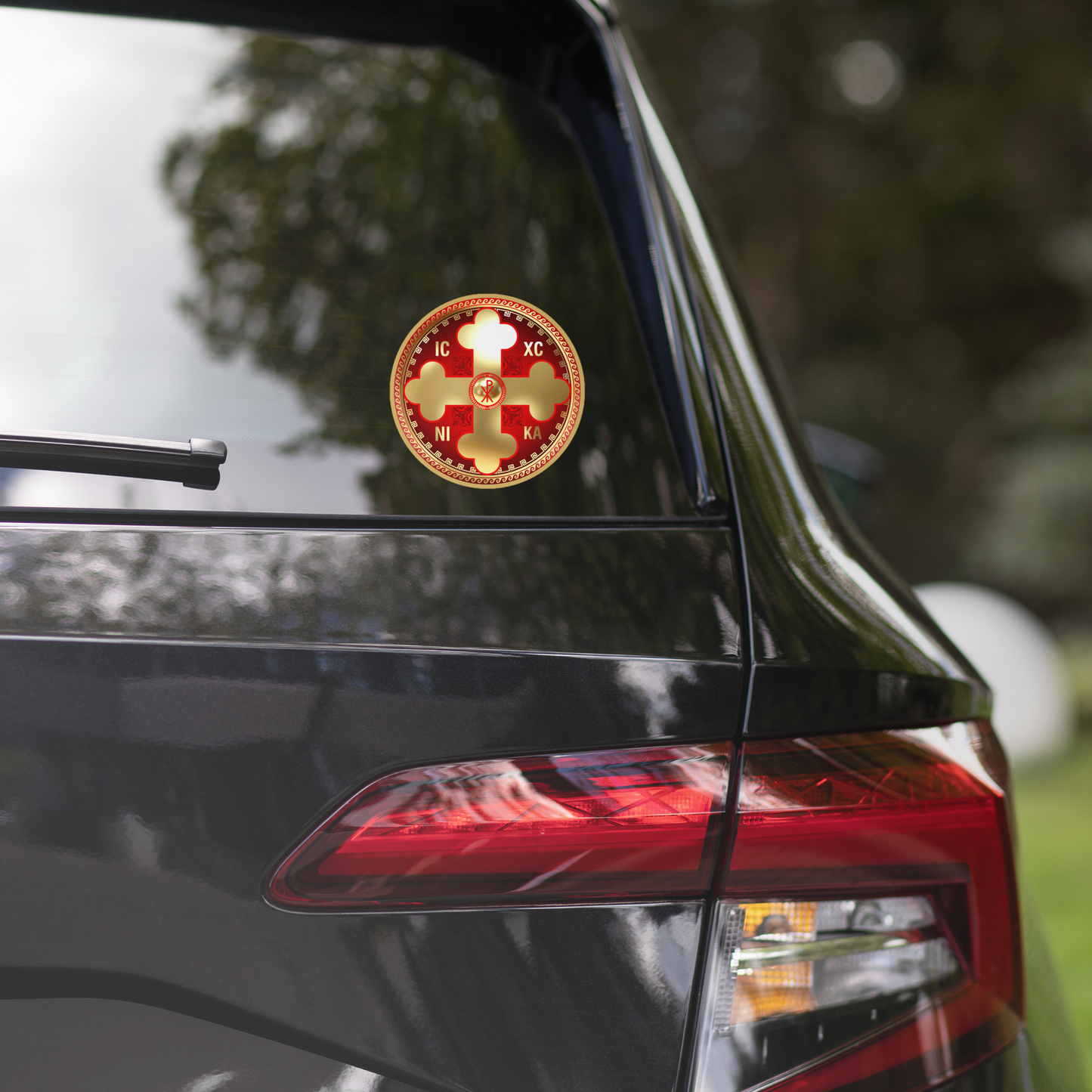 Greek Orthodox Cross Gold Red Bubble-free stickers