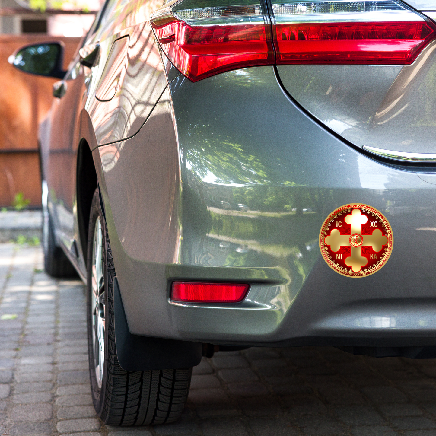 Greek Orthodox Cross Gold Red Bubble-free stickers