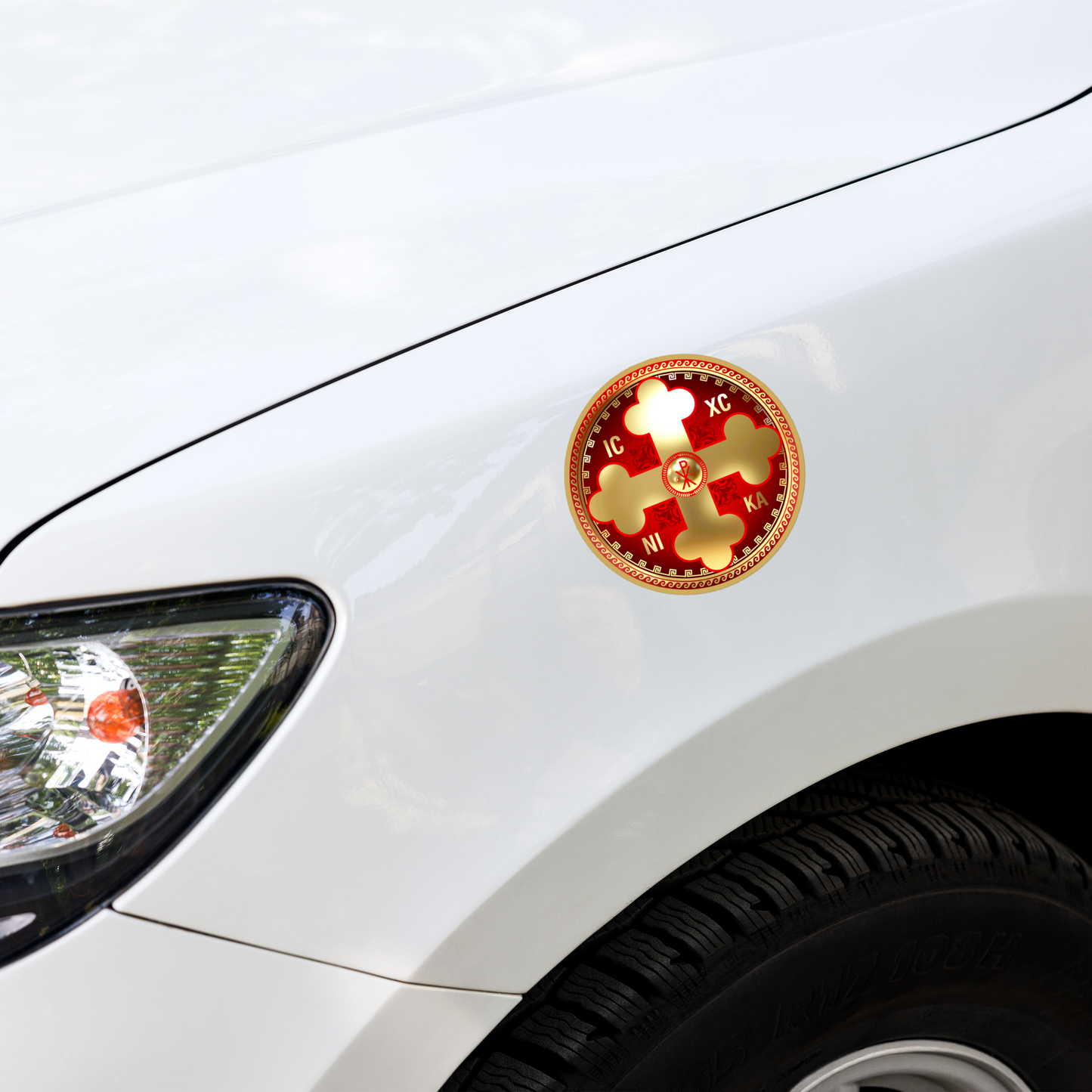 Greek Orthodox Cross Gold Red Bubble-free stickers