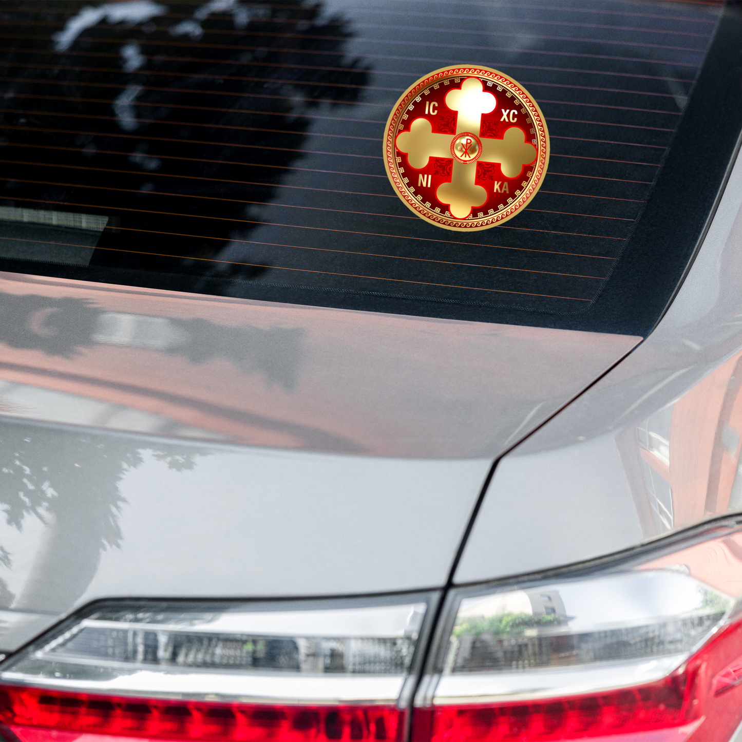 Greek Orthodox Cross Gold Red Bubble-free stickers