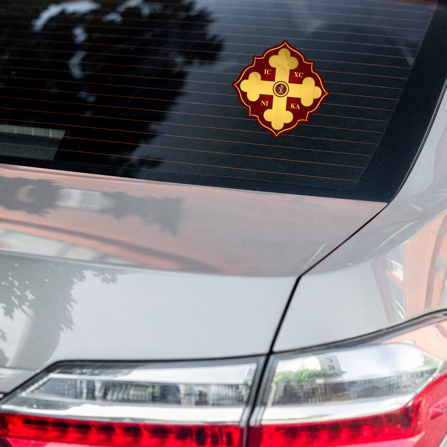 Orthodox Cross Gold Maroon Bubble-free stickers