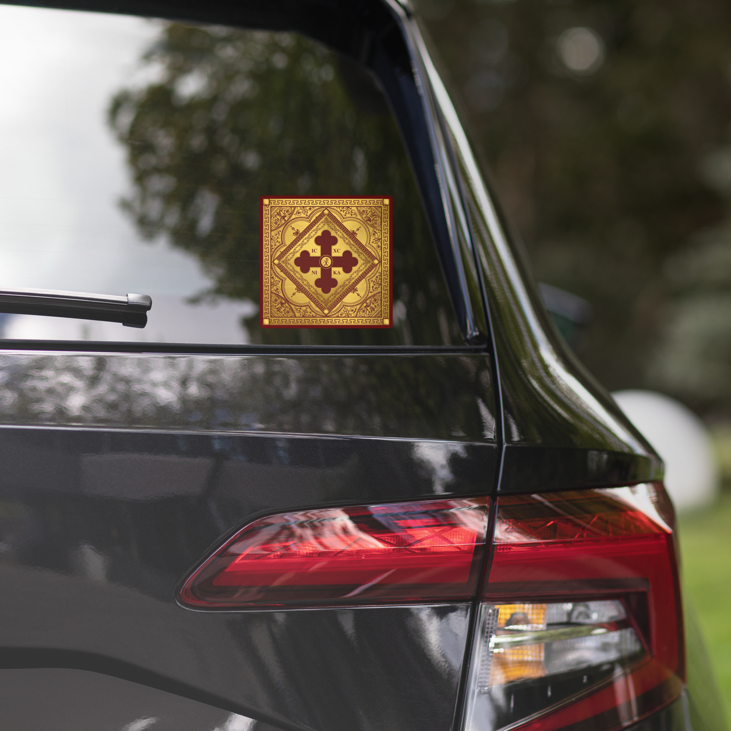 Greek Orthodox Gold Maroon Square Bubble-free stickers