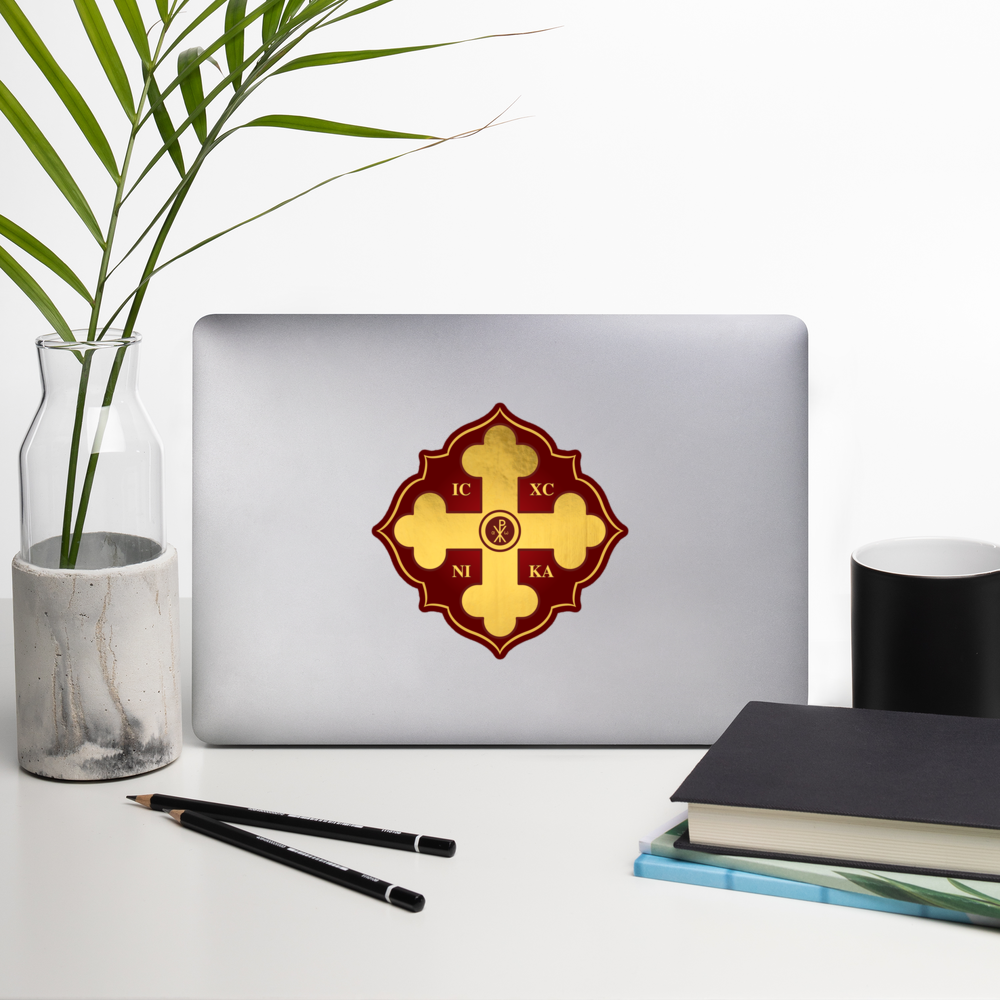 Orthodox Cross Gold Maroon Bubble-free stickers