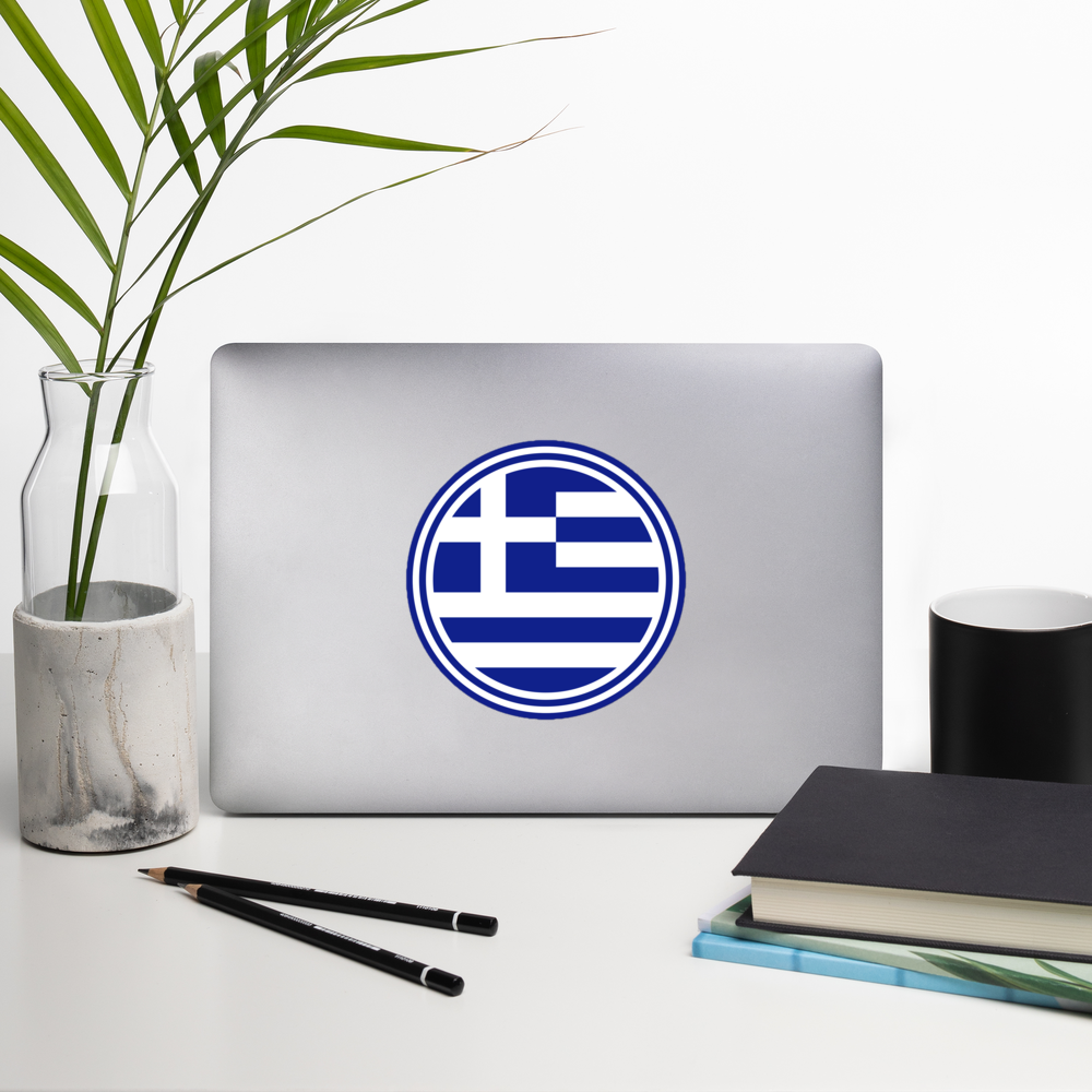 Greek Flag Circle Bubble-free stickers