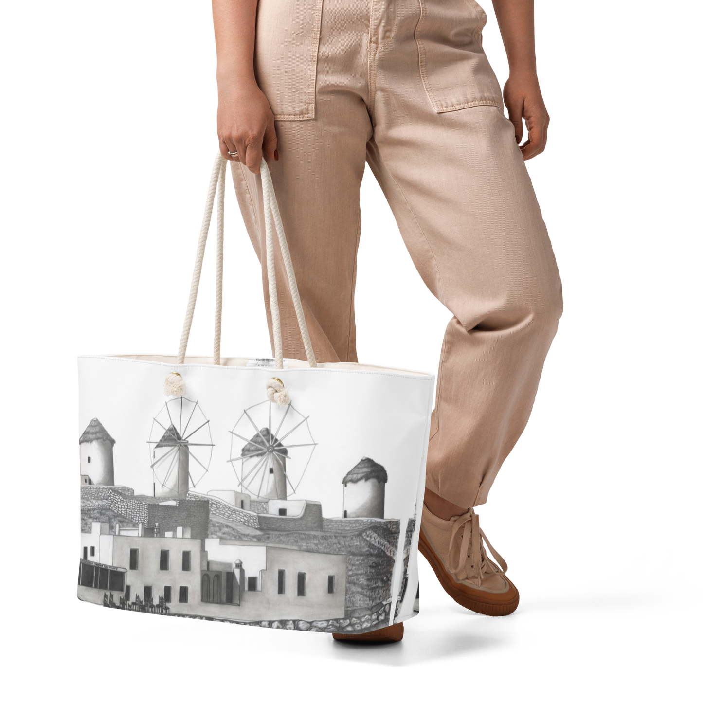Mykonos Yiorgos Original Drawing  Oversized Tote bag