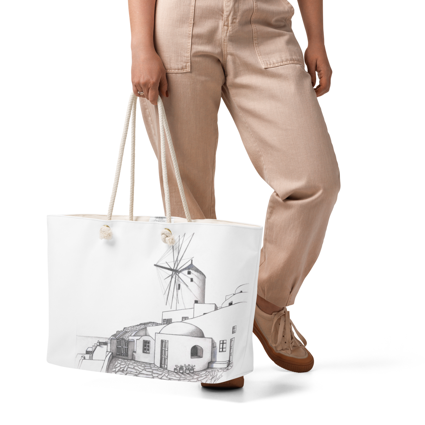 Oia Santorini Yiorgos Drawing Oversized Tote bag