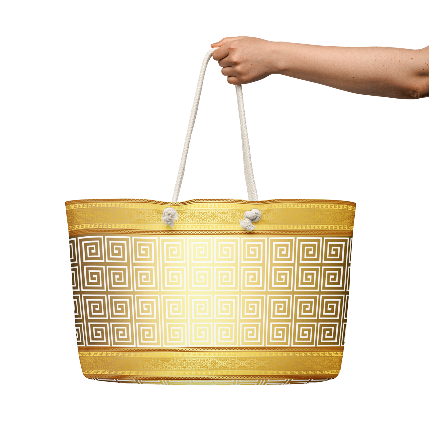Greek Key Gold Yellow White Oversized Tote bag