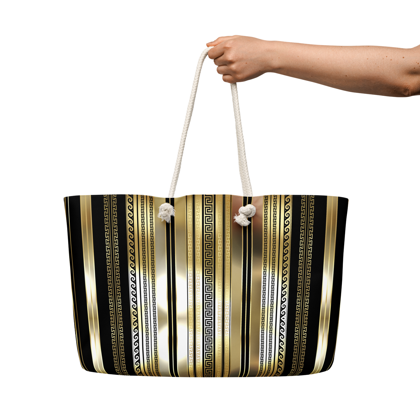 Greek Key Black Gold Oversized Tote bag