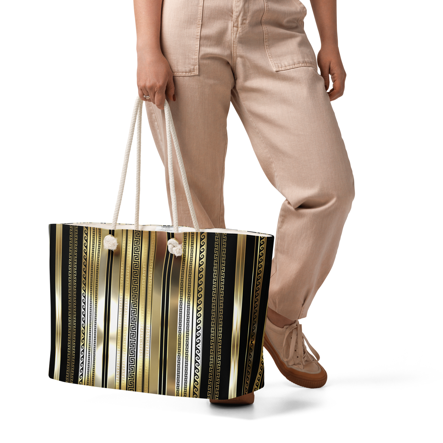 Greek Key Black Gold Oversized Tote bag