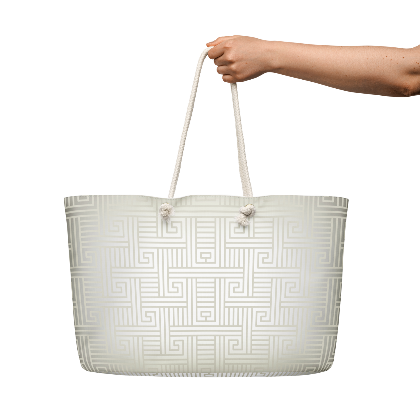 Khaki Greek Key Oversized Tote bag