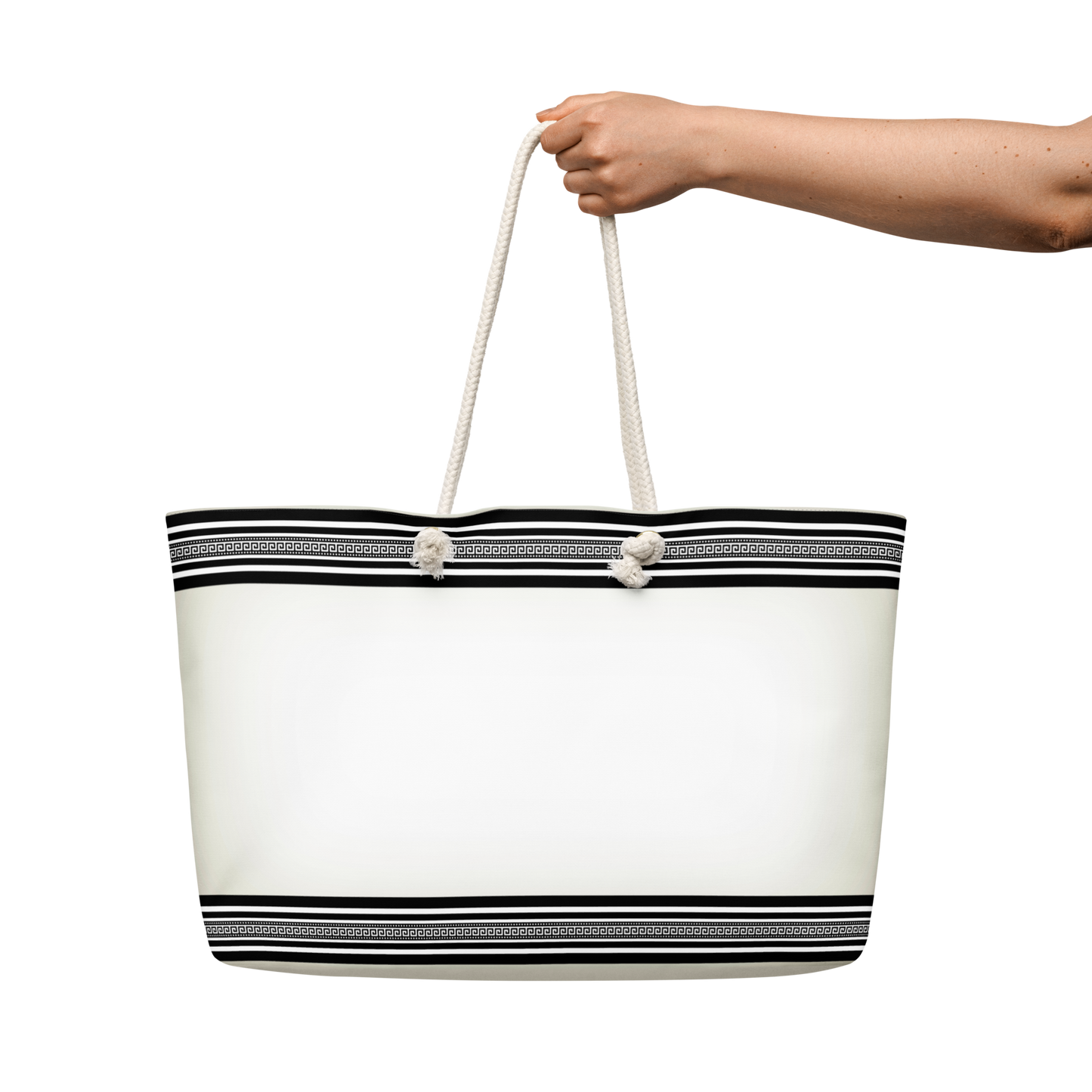 Greek Key Black Cream Oversized Tote bag