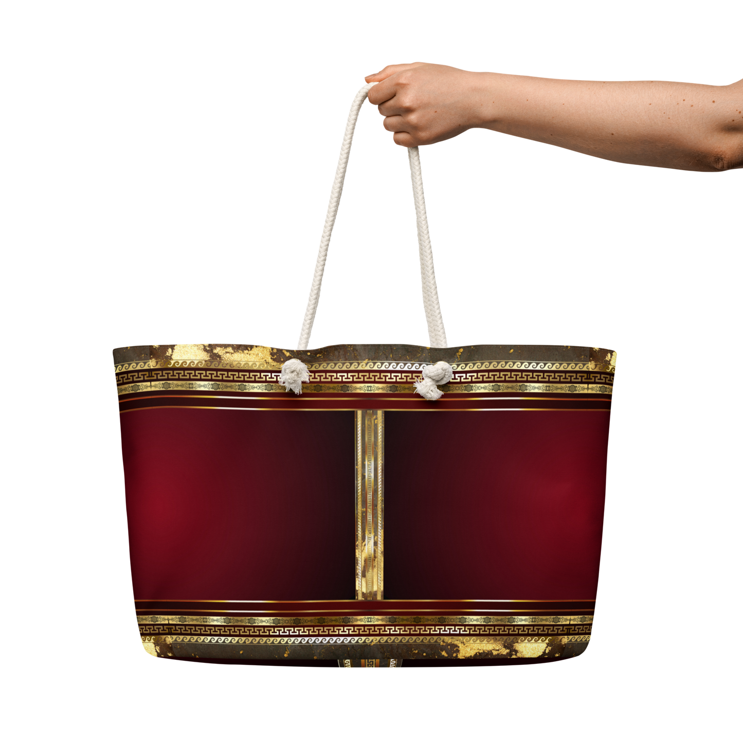 Greek Key Gold Maroon Red Black Oversized Tote bag