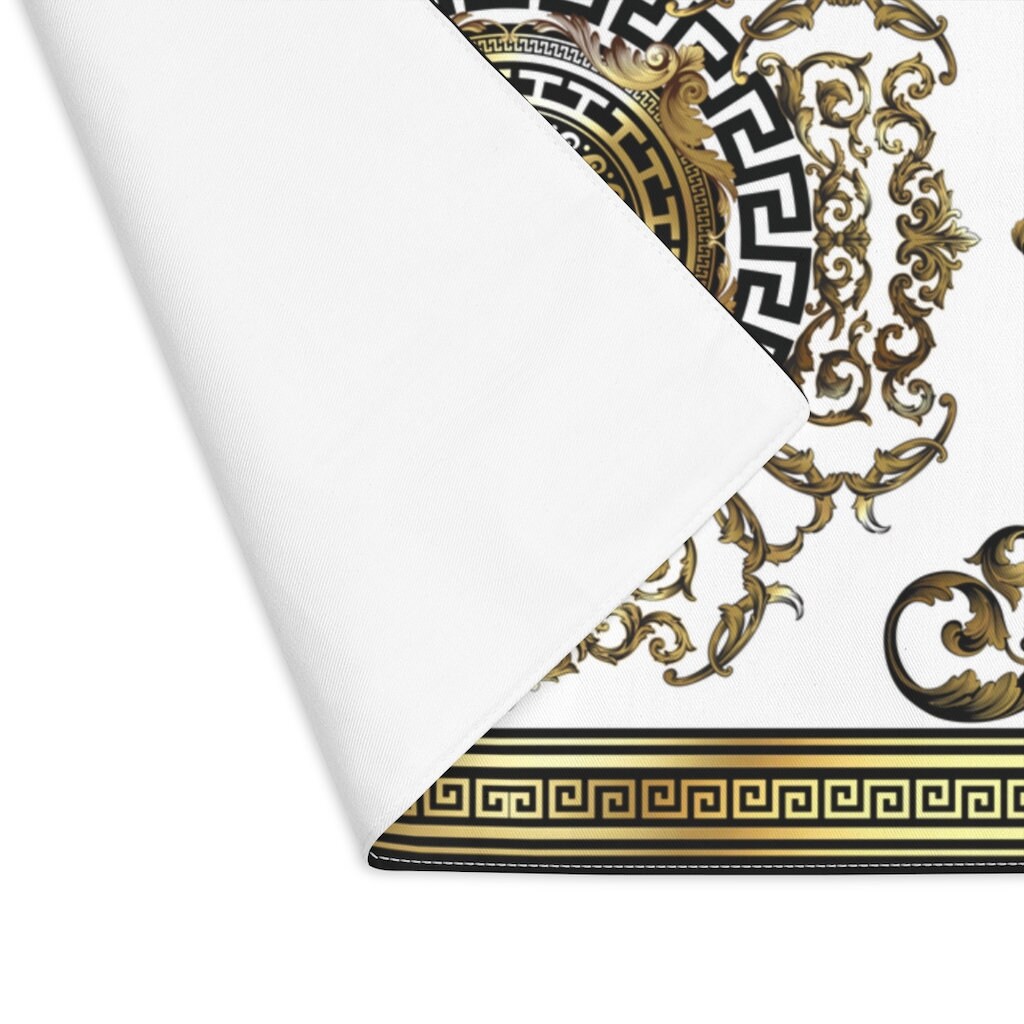 Greek Key Gold Black White Ornate Baroque Placemat