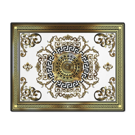 Greek Key Gold Black White Ornate Baroque Placemat