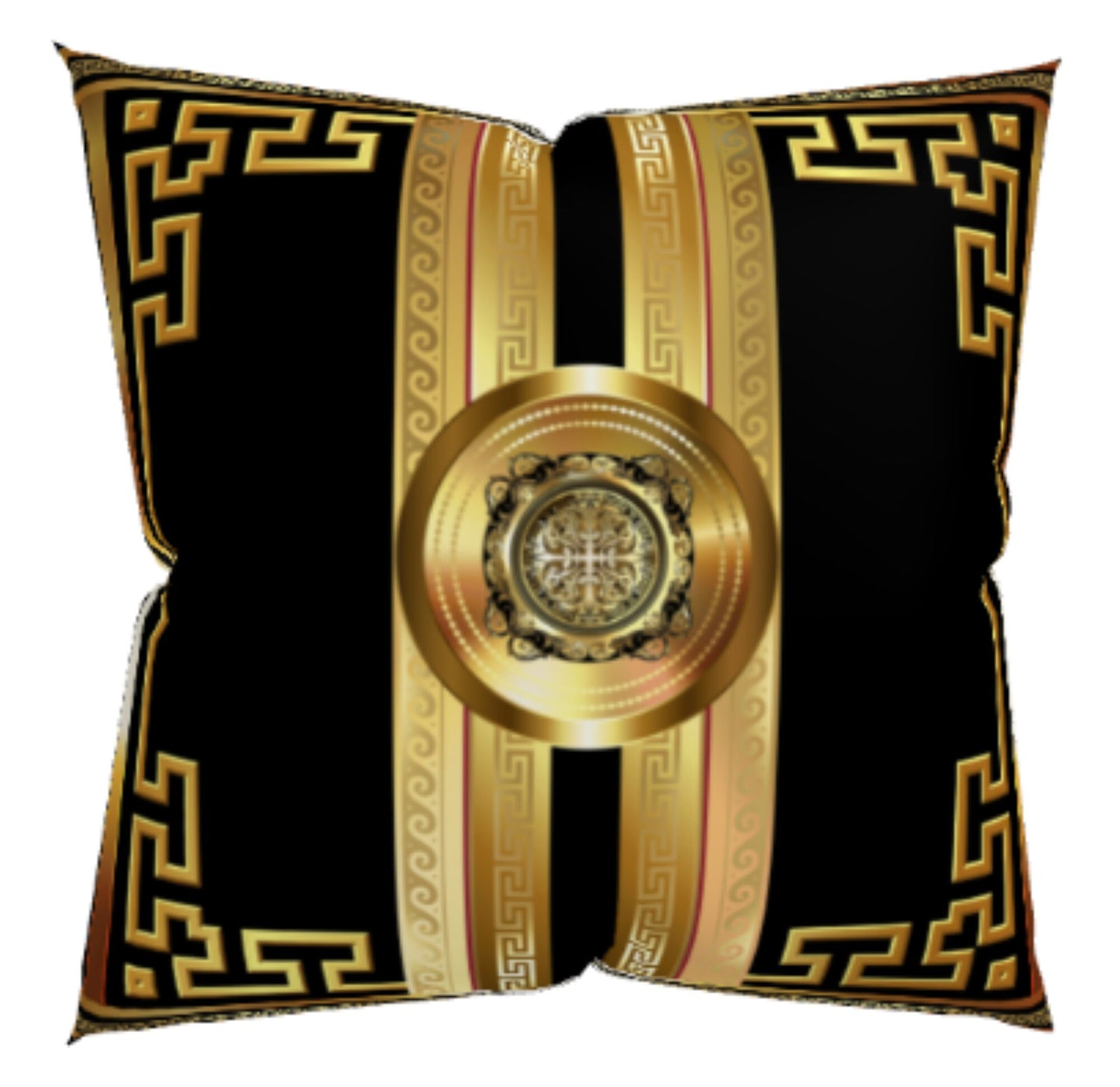 Black Gold Medallion Greek Key Large Premium Pillow