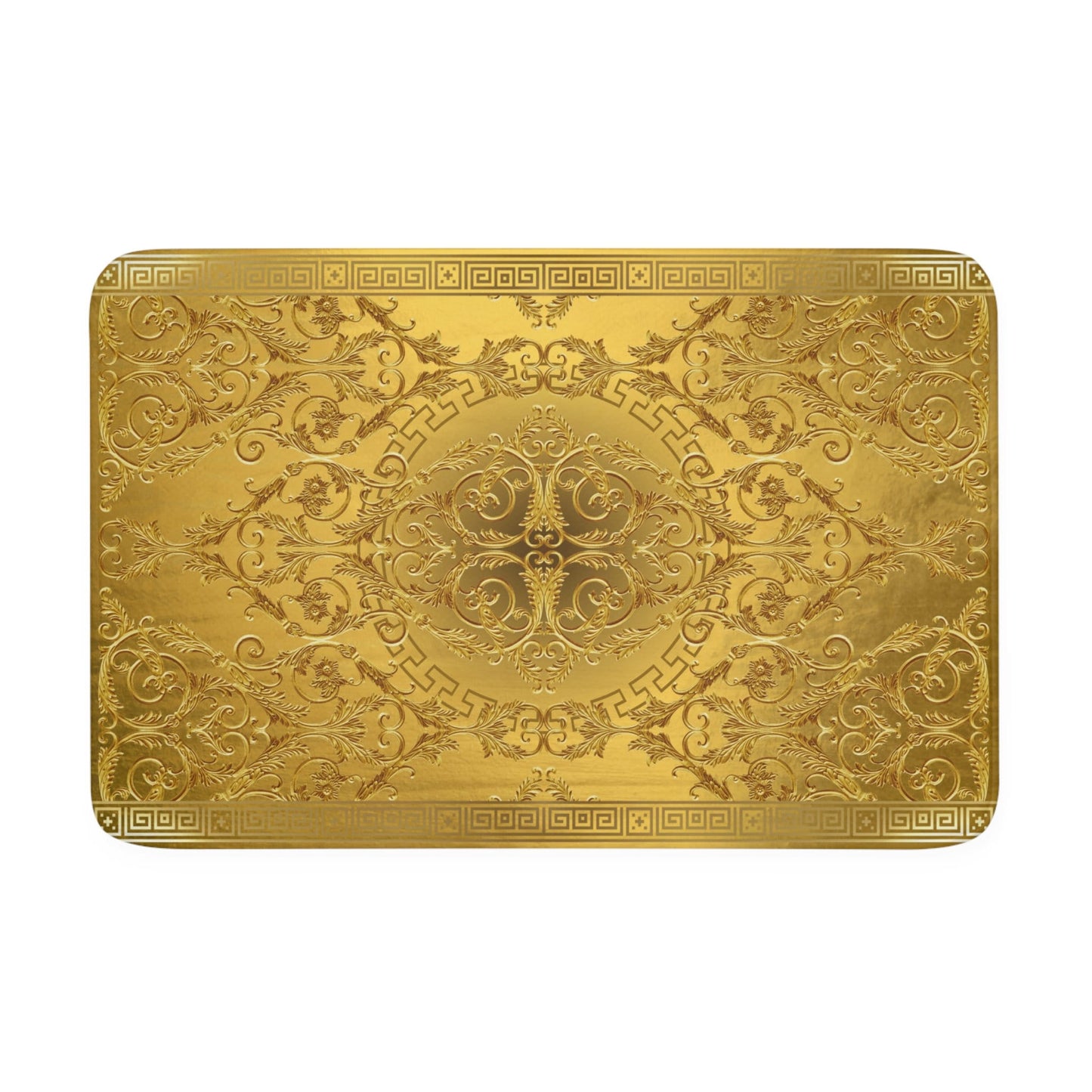 Gold Greek Key Baroque Memory Foam Bath Mat